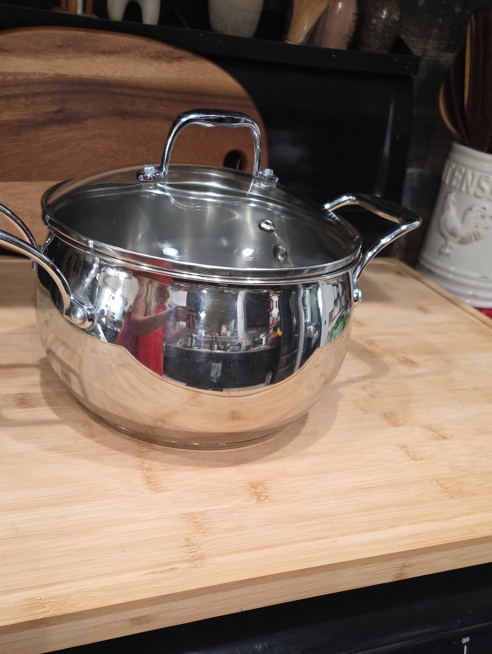 Stainless Steel Soup Pot with Glass Lid - Silver.